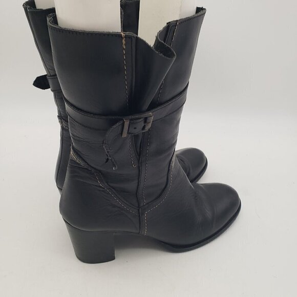 Black Leather Boots Heels Made in Italy Womens size 38 or US 7.5 - Picture 3 of 14